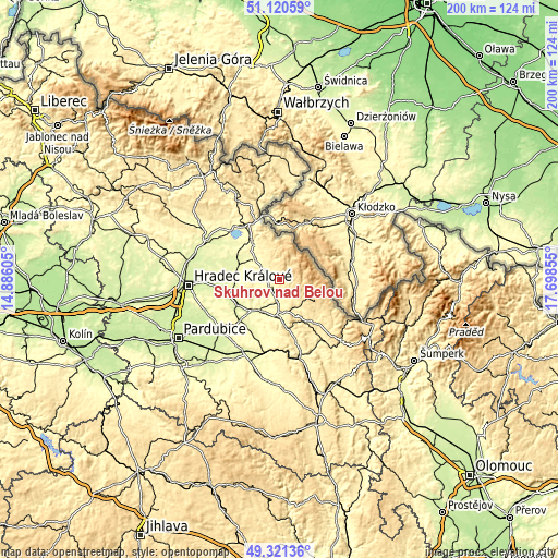 Topographic map of Skuhrov nad Bělou