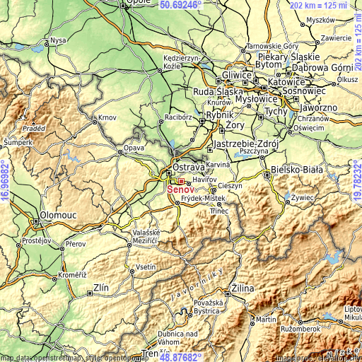 Topographic map of Šenov
