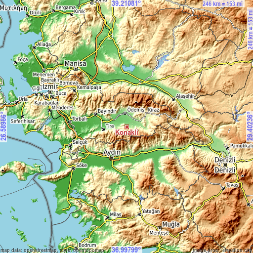 Topographic map of Konaklı