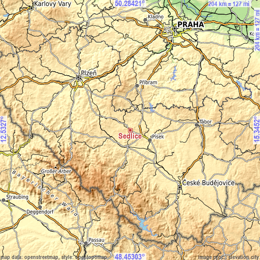 Topographic map of Sedlice