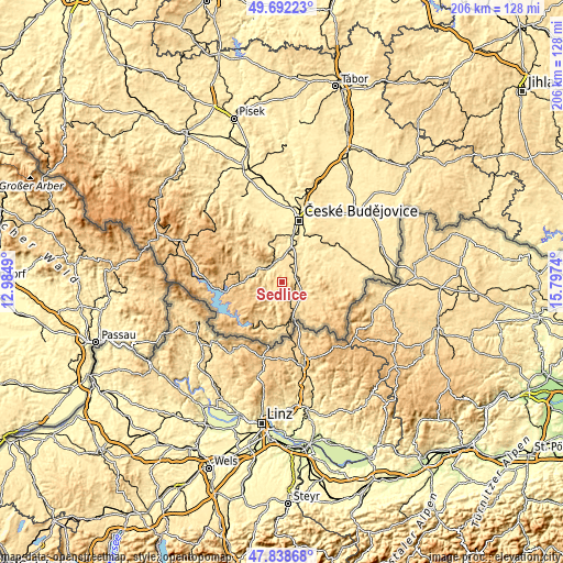 Topographic map of Sedlice