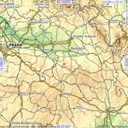 Topographic map of Seč