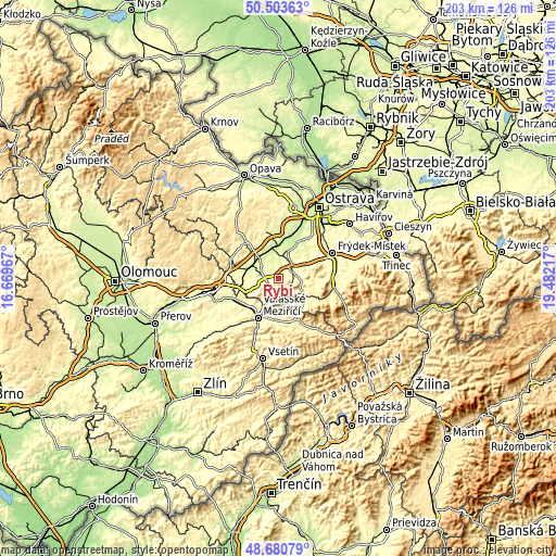 Topographic map of Rybí