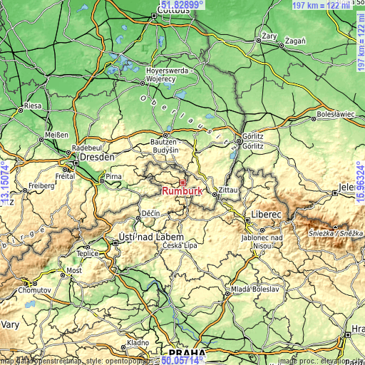 Topographic map of Rumburk