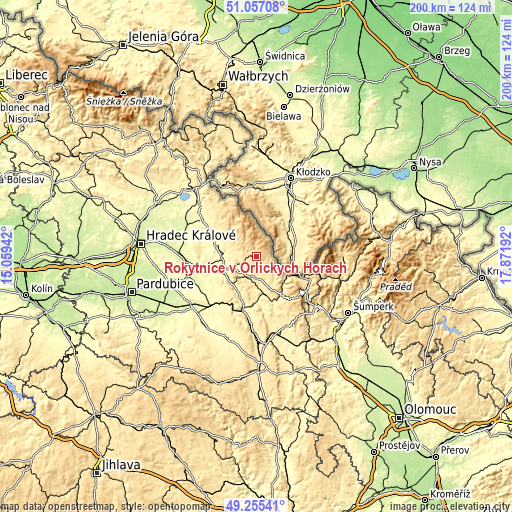 Topographic map of Rokytnice v Orlických Horách