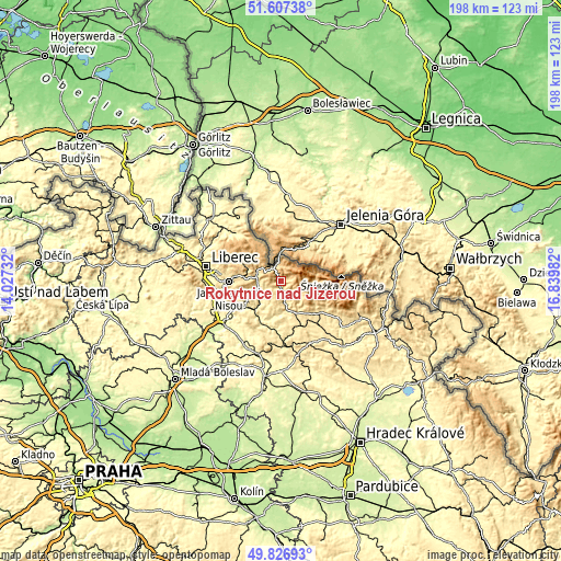 Topographic map of Rokytnice nad Jizerou