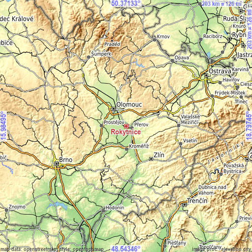 Topographic map of Rokytnice