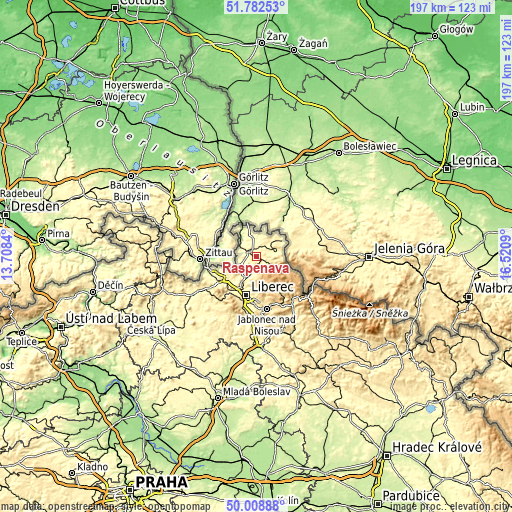 Topographic map of Raspenava