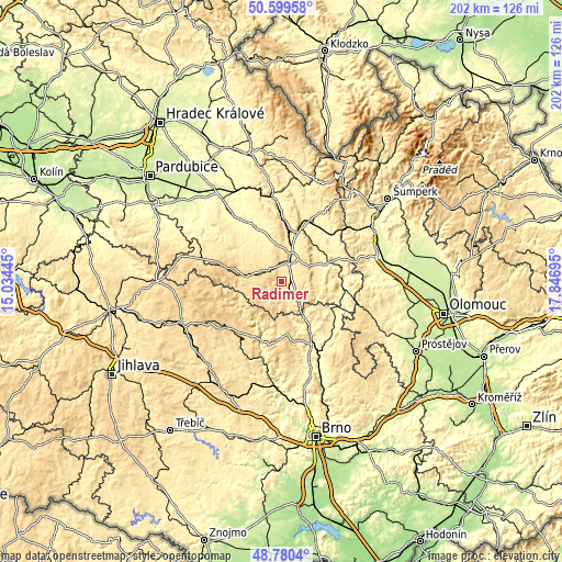 Topographic map of Radiměř