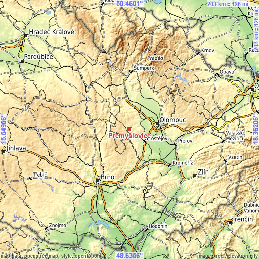 Topographic map of Přemyslovice