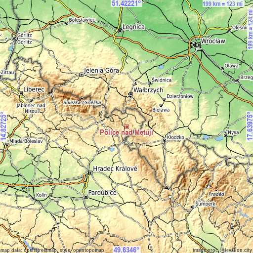 Topographic map of Police nad Metují