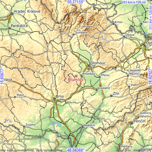 Topographic map of Plumlov