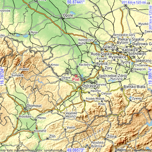 Topographic map of Píšť
