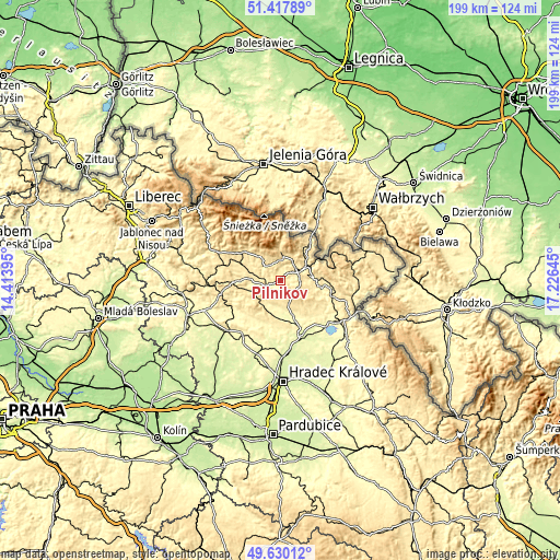 Topographic map of Pilníkov