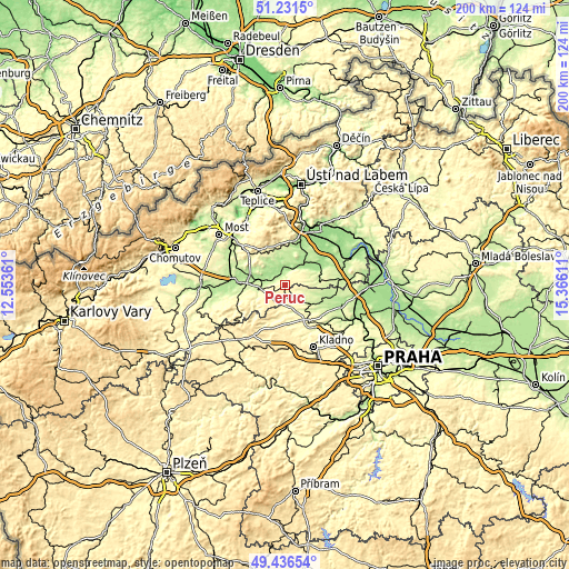 Topographic map of Peruc