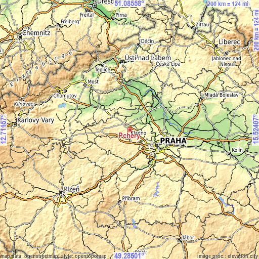 Topographic map of Pchery