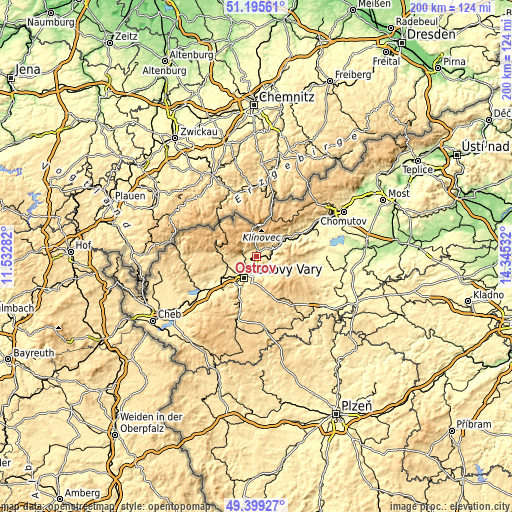 Topographic map of Ostrov