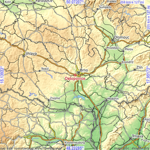 Topographic map of Ostopovice
