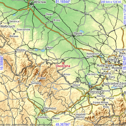 Topographic map of Osoblaha