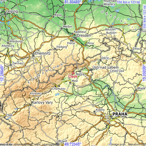 Topographic map of Osek