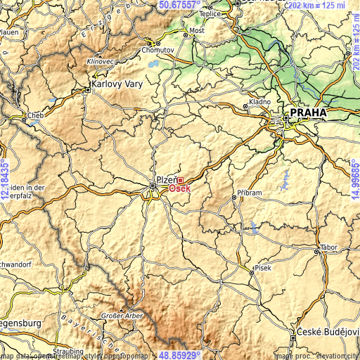 Topographic map of Osek