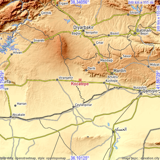 Topographic map of Kocatepe