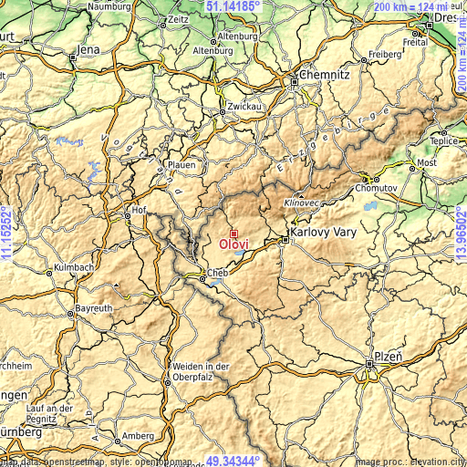 Topographic map of Oloví