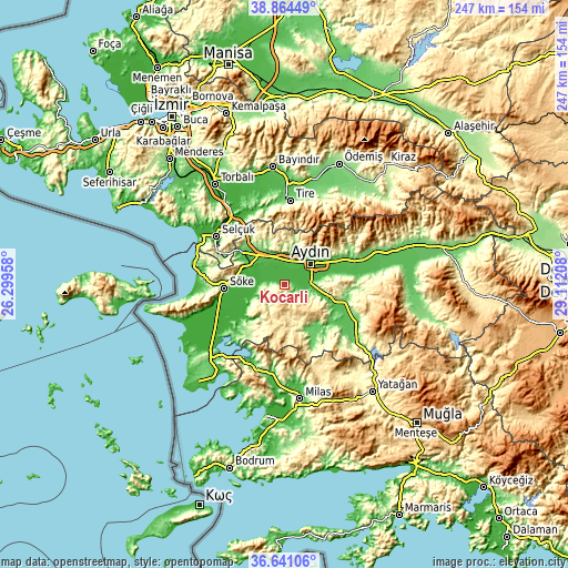 Topographic map of Koçarlı