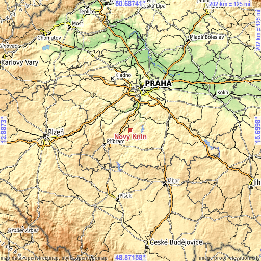 Topographic map of Nový Knín