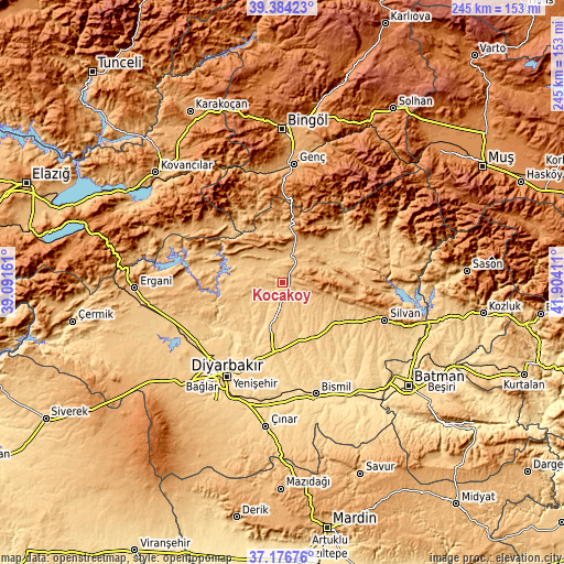 Topographic map of Kocaköy