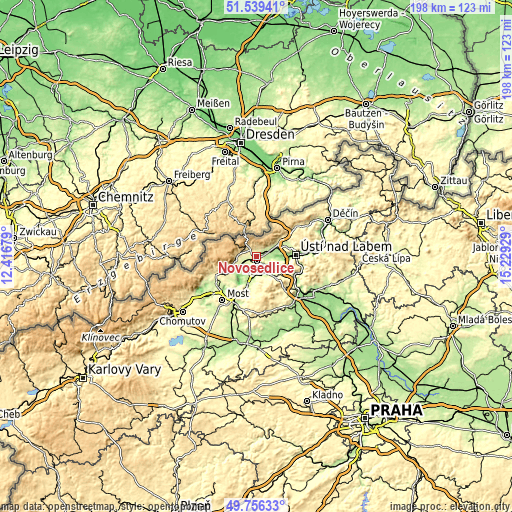 Topographic map of Novosedlice