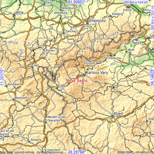 Topographic map of Nové Sedlo