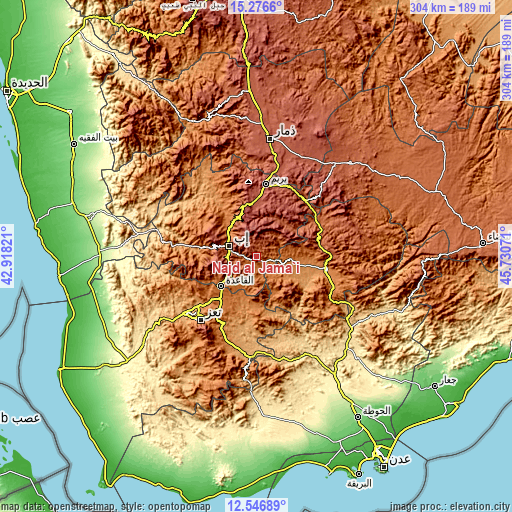 Topographic map of Najd al Jamā‘ī