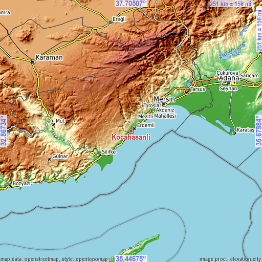 Topographic map of Kocahasanlı