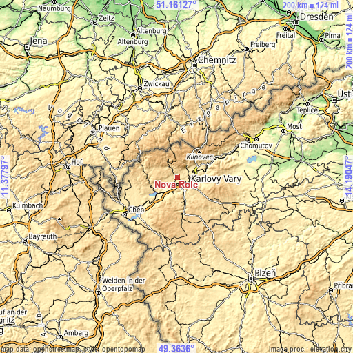 Topographic map of Nová Role