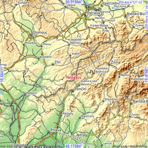 Topographic map of Nedašov