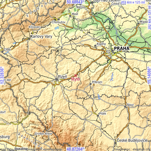 Topographic map of Mýto