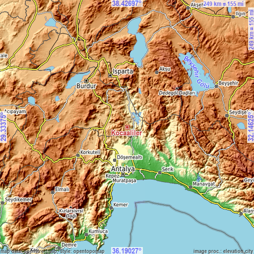 Topographic map of Kocaaliler