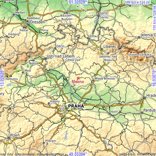 Topographic map of Mšeno