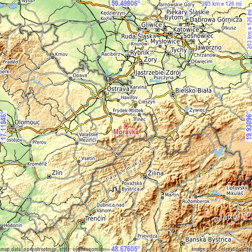 Topographic map of Morávka