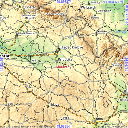 Topographic map of Moravany