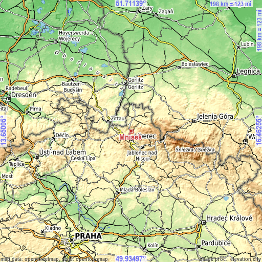 Topographic map of Mníšek
