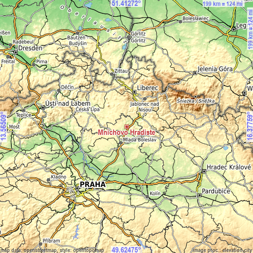 Topographic map of Mnichovo Hradiště