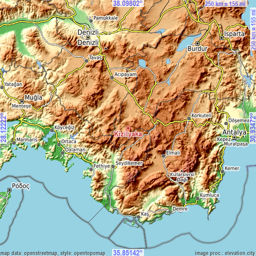 Topographic map of Kızılyaka