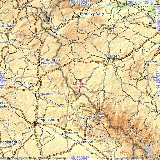 Topographic map of Meclov