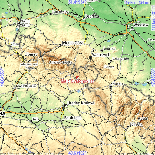 Topographic map of Malé Svatoňovice