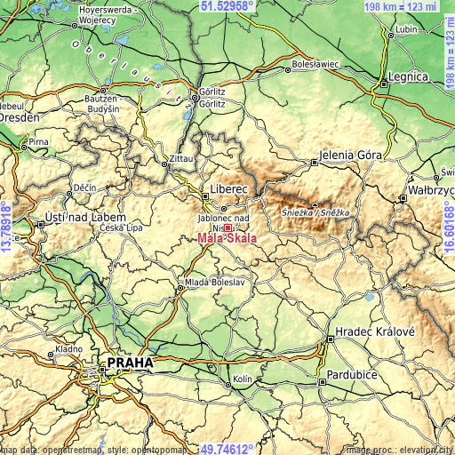 Topographic map of Malá Skála