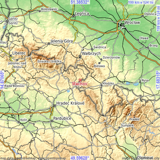 Topographic map of Machov