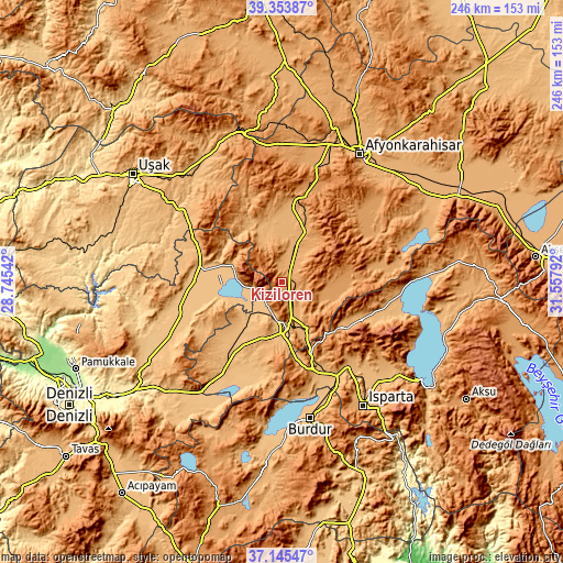 Topographic map of Kızılören