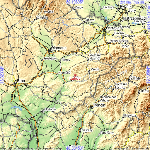 Topographic map of Lukov